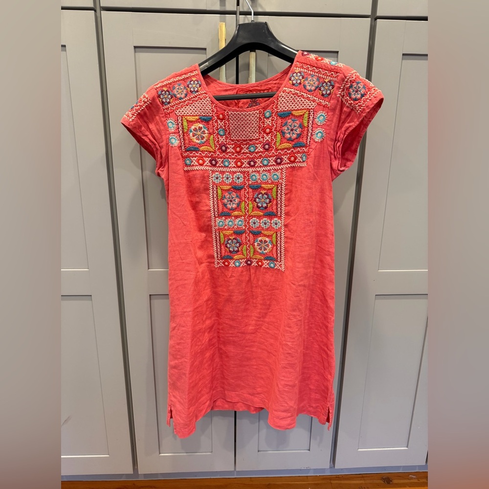 Johnny Was Embroidered Coral Dress